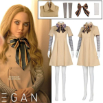 T&uuml;drukute Megan Cosplay Kost&uuml;&uuml;m &Otilde;udusfilmid M3GAN Halloweeni AI Nukk Robotid Peokleit Varrukad Sukap&uuml;ksid Vibu Komplekt 7-8Years brown
