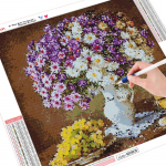 Huacan T&auml;iskandiline puur Teemantmaalikomplektid karikakra lillekimp DIY ristpistes kodukaunistus 20*20 cm