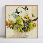 Teemantmaal T&auml;is&uuml;mmargune puur, lilledega kivist pilttikandid 30x30