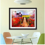 5D DIY t&auml;is&uuml;mmargune teemantmaal Punane maastik Teemantkivist tikand Ristpistes Kodukaunistus 20X30CM