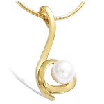 Les Tr&eacute;sors De Lily [H5540] - Pendentif plaqu&eacute; or 'Perla' blanc dor&eacute; - 30x10 mm valge
