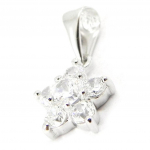 Les Tr&eacute;sors De Lily [I3987] - Pendentif argent 'Fleur de Cristal' blanc argent&eacute; (rhodi&eacute;) - 9 mm valge