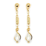 Les Tr&eacute;sors De Lily [L4282] - Boucles Plaqu&eacute; Or 'Perla' blanc dor&eacute; - 35x6 mm kuld