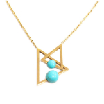 Les Tr&eacute;sors De Lily [Q0929] - Collier cr&eacute;ateur acier 'Boho' turquoise dor&eacute; (triangles) - 20x20 mm t&uuml;rkiissinine