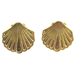 7bis [Q6098] - K&auml;sitsi valmistatud kullast  Shell  k&otilde;rvar&otilde;ngad - 10x10 mm kuld