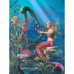 Teemantmaali ristpistes t&auml;is&uuml;mmargune puur Mermaid m&auml;ngib klaverit Teemanttikandid 20X30CM