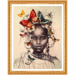 5D-teemanttikandid n&auml;put&ouml;&ouml; t&auml;isvaigust &uuml;mmargune teemantmaal Aafrika t&uuml;druk liblikatega 20X30CM