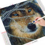 5D teemantmaal T&auml;is &uuml;mmargune Wolfi talumaja Kodukaunistus Teemantmosaiikloom 30x30CM
