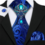 Barry.Wang lipspross Hanky ​​mansetin&ouml;&ouml;p meestele Uue disainiga Paisley Jacquard siidist kaelasideme pidulik komplekt N-5275