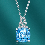 BELLA BOX ruudukujuline tsirkoonist ripats kaelakee mitmev&auml;rviline mood pulmakihlus ehted sinine