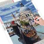 HUACAN 5D Teemanttikandid Veneetsia Water City Rhinestone komplekt t&auml;ispuur, ruut Teemantmaaling Maastiku k&auml;sit&ouml;&ouml;komplekt Kodukaunistus Full Square 20*30 cm