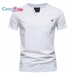 Cozy Up kvaliteetne puuvillane T-s&auml;rk Meeste &uuml;hev&auml;rvilise disainiga V-kaelusega T-s&auml;rk Casual Klassikaline meeste riietus T-s&auml;rk M valge