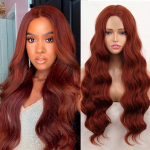 MISS PARUKAS Pikad Burgundia lainelised parukad naistele S&uuml;nteetilisest kiust pika keha laineline parukas ilma tukkideta Pitsiline eesmine parukas igap&auml;evaseks kandmiseks 65 cm