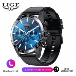 LIGE Business Smart Calling Watch Musis Player Sport pulss Verer&otilde;hk IP67 Veekindel AMOLED Full Touch Men nutikell Silica gel must