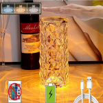 16 v&auml;rvi kristallist laualamp roosa hele romantiline teemant atmosf&auml;&auml;rivalgus USB puutetundlik &ouml;&ouml;valgusti magamistoa laua peokujunduseks Rechargeable-3Color