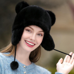 Uus armas k&otilde;rvakarva m&uuml;ts Go Out soe naaritsa karusnahast k&otilde;rvakaitsem&uuml;ts naiste s&uuml;gis- ja talvine vabaaja karusnahast m&uuml;ts 55-59cm must