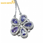 SACE GEMS naiste ripats, 925 h&otilde;bedane 3*5 mm tansaniidist ripats kaelakee pulmapeo peened ehted kingitused sinine