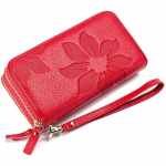 BISON DENIM mood naiste rahakott ehtsast nahast pikk topeltt&otilde;mblukuga siduriga rahakott kaardihoidja must