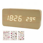 Puidust digitaalne &auml;ratuskell 8 tasemega reguleeritava heledusega digitaalne kell LED-i kellaaja kuup&auml;evaga Bamboo