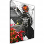 L&otilde;uendiprint Deer Abstract Colored 40x60 must/valge