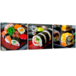 Kolmest pildist koosnev komplekt l&otilde;uendiprindiga Sushi Food 90x30 mitmev&auml;rviline