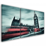Kolmeosalise pildiga l&otilde;uenditr&uuml;kk London Bus Big Ben 60x40 hall v&auml;rv