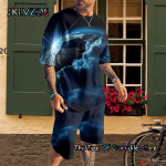 Uus mood suvine meeste komplektid s&ouml;rkimine l&uuml;hikeste varrukatega t-s&auml;rk L&uuml;hikesed p&uuml;ksid &uuml;likond meeste dressid 3D prindiga naljakas n&auml;oga dressipluus r&otilde;ivad 6XL