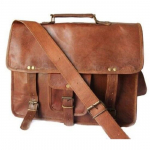 Pruun ehtsast vintage kitsenahast k&auml;sitsi valmistatud s&uuml;learvuti kott Messenger kontorikott 11x15x4 pruun