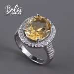 Bolaijewelry klassikalise disainiga naturaalsest tsitriinist v&auml;&auml;riskivist s&otilde;rmus naistele peened ehted 925 naelsterlingit h&otilde;bedane igap&auml;evase kandmise kingitus US RING SIZE 6#