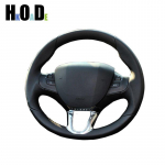 Auto roolikatte Peugeot 208 Peugeot 2008 jaoks, k&auml;sitsi &otilde;mmeldud must mikrofiiber nahk White Thread