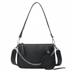 IELGY Naiste kott Black Chain Broadband Zipper Retro All-match One shoulder Crossbody must