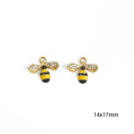 2 tk Alloy Little Bee emailiga ripatshelmeid isetegemise ehete tarvikute jaoks 14x17mm must