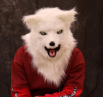Liigutatav suu rebasepea mask looma panda tiiger husky orangutan kunstkarusnahk Halloweeni kost&uuml;&uuml;mipeoks valge