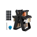 360&deg; p&ouml;&ouml;rlev vaateratta v&uuml;rtsiriiuli torn 18-osalise klaaspurgi, etiketipaberi, pliiatsi ja voldiklehtriga must