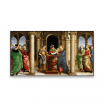 Klassikalise &otilde;limaali plakat Oddi altarimaal &ndash; esitlus templis Raffaello Santi l&otilde;uendimaali galerii sisekujundus 20x40cm no frame