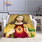 Jeesus tekk Kristus Flanell Soojus Pehme Pl&uuml;&uuml;s Diivanvoodi Viskav tekk Neitsi Maarja ja Jeesus seeria religioosne tekk 75x90cm