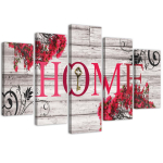 Viieosalise pildil&otilde;uendi print Home Wood Retro Red 100x70 roosa