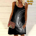 Naiste lilleline gradient, sulgedega tr&uuml;kitud minikleit, varrukateta peokleit, suvine rannakleit, p&auml;ikesekleit XS sinine