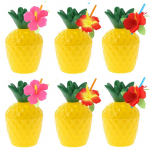 6 komplekti Hawaii troopilise ananassi kookose joogitops plastikust mahlatopsid Suvine rannabassein Hawaii Luau s&uuml;nnip&auml;evapeo kaunistus 6pcs
