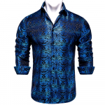 Dibangu Silk meeste s&auml;rgid pikkade varrukatega Slim Fit s&auml;rk Meestele Lilla Paisley pluus &Uuml;ler&otilde;ivad XXXL sinine