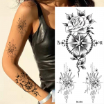 Sketch Flower Tattoo Stick Sketch tattoo kleebis Rose Flower mustvalge lill