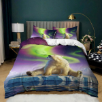 3D Arctic Aurora voodipesukomplekt Ilus maastik tekikate padjap&uuml;&uuml;r 2/3 t&uuml;kki AU180 * 210 t&auml;issuuruses kiiresti kuivav kodusisustus UK Single 135x200cm