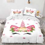 3D Unicorn seeria voodipesukomplekt Multifilmi loomade tekikate ja padjap&uuml;&uuml;r 2/3 t&uuml;kki armsa looma t&uuml;druku tuba Pehme masinpestav kodukaunistus Baby 100x135cm
