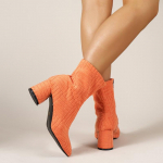 Naiste sokisaapad paksu kontsaga poolsaapad terava ninaga elastsed s&uuml;gispoolsed t&otilde;mblukud k&otilde;rge kontsaga s&auml;&auml;re keskosa saapad 43 oranž