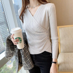 Naiste Pulloverid S&uuml;gis- ja Talvised Korea moe V-kaelusega pikkade varrukatega kampsun, alumised topid, kontorir&otilde;ivad, daamid, &otilde;hukesed riided 28577 One Size sinine