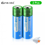 PALO 3000mWh 1,5V AA liitium-ioonaku HR6 AA USB laetavad liitiumakud 2A AA USB-porti laadimisaku koos akukarbiga 2PCS