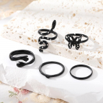 Must temperament Glamuurne s&otilde;rmusekomplekt S&otilde;rmus kallistav avatud s&otilde;rmus Liblikas Madu Teemants&otilde;rmus 5-osaline T&uuml;drukute Elegantne Ehted must