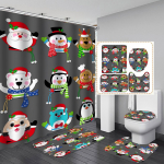 4 tk Xmas Merry Christmas du&scaron;ikardinate komplektid vannitoa jaoks libisemiskindlad vannitoavaibad kaas WC kate vannimatt