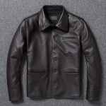 Brakeman ehtsast nahast jakk Meeste ehtsast veisenahast mantel Slim Fit vabaajariided Meeste nahkmantel S&uuml;gisriided L