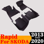 Sinjayeri veekindlast nahast kohandatud auto p&otilde;randamatid eesmised ja tagumised FloorLiner autoosade vaibamatid SKODA Rapid 2013 jaoks Hatchback COFFEE black